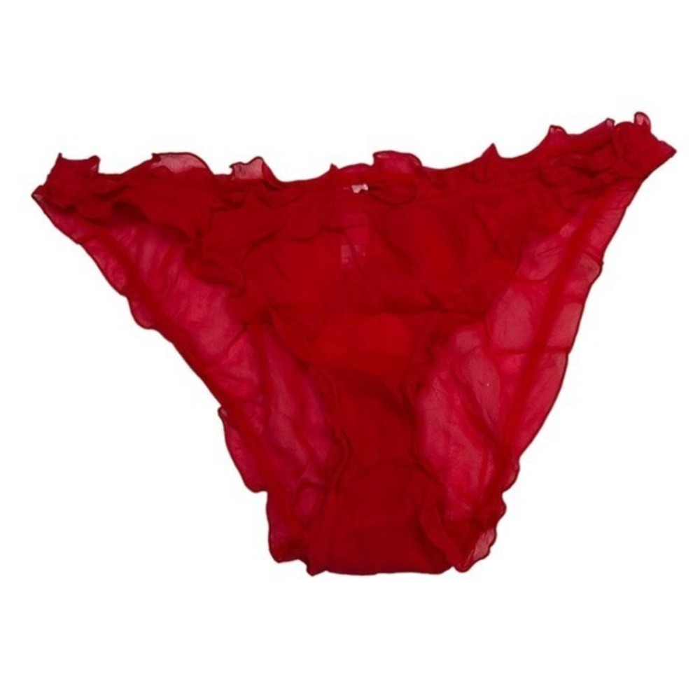 Vtg NWOT Victoria's Secret Panties Y2K 2002 Magenta Sheer Rhinestone Xoxo Hi Cut